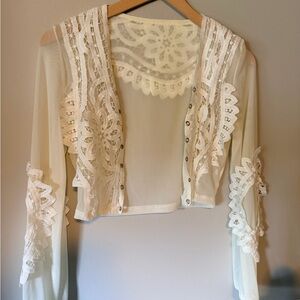 Elegant Cream Lace Women Top